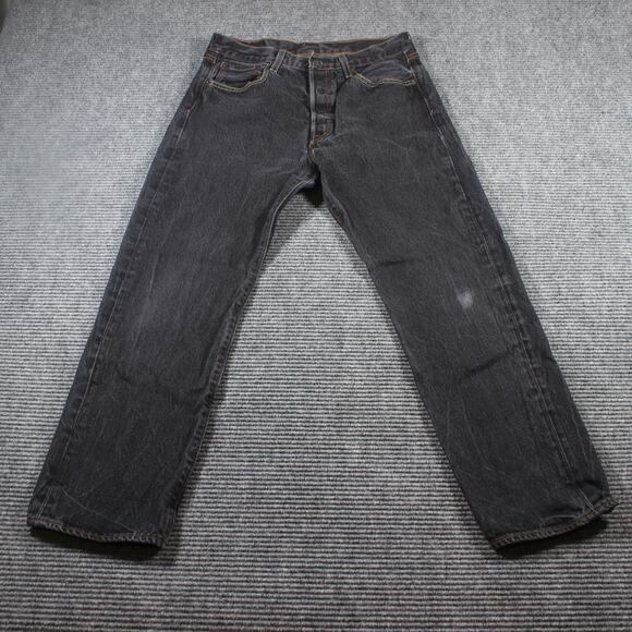 Levi's 501 Jeans Men's 34x32 Black Button Fly Straight Vintage Fade - Picture 1 of 11